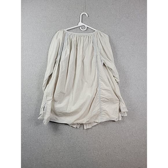 Free People Cotton Blue Striped LS Button Up Oversized Swing Tunic Women's XS - Picture 6 of 12